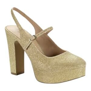 Wild Pair Women's Ciehna Round Toe Platform High Heel Pumps Gold Size 8